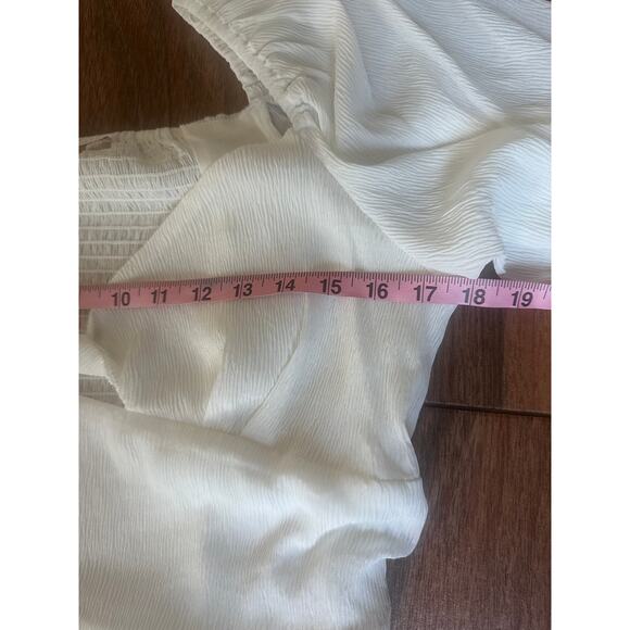 WAYF White Crepe Front Tie Top, Puff Sleeves, Romantic Prairie, Size L, NWT - Picture 6 of 8